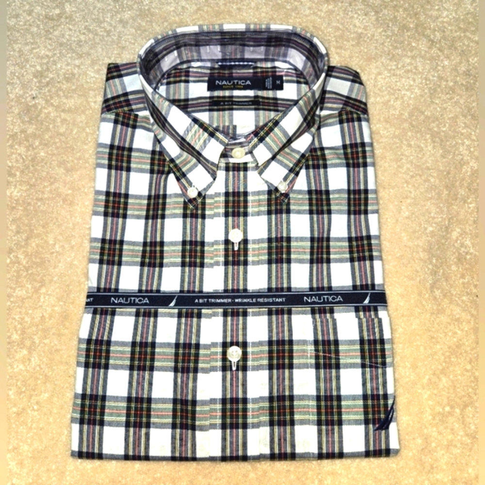 Nautica Men's M Plaid Long Sleeve Shirt NEW